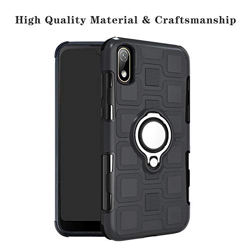 LFDZ Compatible Huawei Y5 2019 Anillo Soporte Funda, 360 Grados Giratorio Ring Grip con Gel TPU Case Carcasa Fundas para Huawei Y5 2019 / Honor 8S Smartphone(Not fit Huawei Y5 2018),Negro