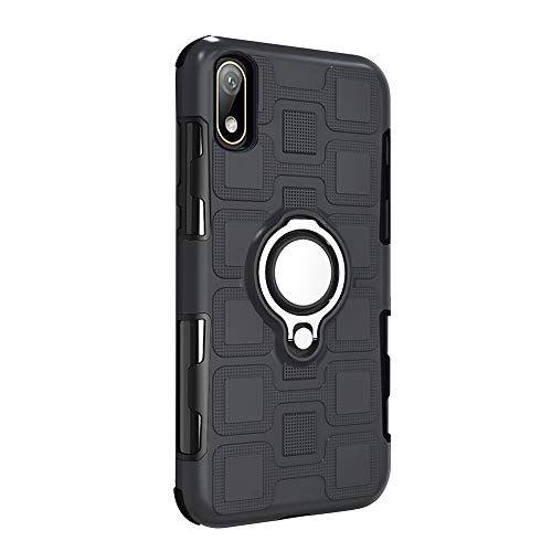 LFDZ Compatible Huawei Y5 2019 Anillo Soporte Funda, 360 Grados Giratorio Ring Grip con Gel TPU Case Carcasa Fundas para Huawei Y5 2019 / Honor 8S Smartphone(Not fit Huawei Y5 2018),Negro