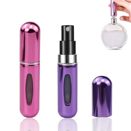 LIAMERHE 5 ml Botella de Perfume Recargable Mini Atomizador de Perfume para Viaje Botella de Spray Portátil Vacía Botella Vacío Pulverizador con Ventana (2 pcs)