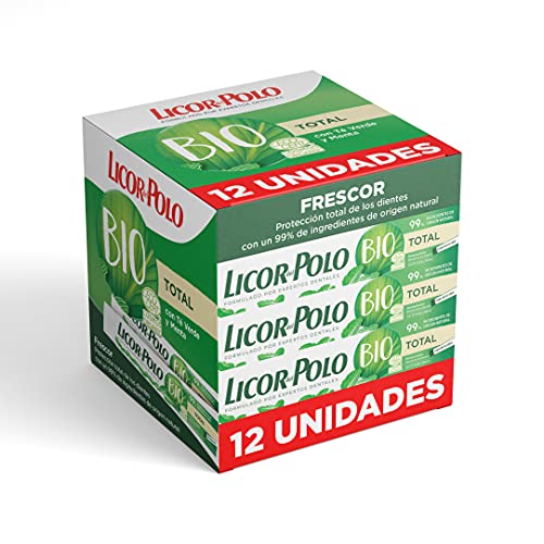 Licor Del Polo - Dentífrico Bio Completo – 12uds de 75ml (900ml) – Pasta de dientes con un 99% de ingredientes de origen natural – Refuerza dientes y encías