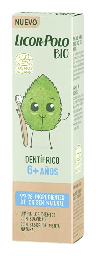 Licor del Polo Licor del Polo - Dentífrico Infantil BIO Junior +6 años Menta - 50ml – Pasta de dientes sabor MENTA – 99% de ingredientes de origen natural – Limpia los dientes con suavidad 64 g