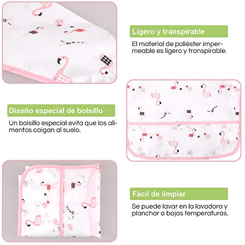 Lictin 5 Pcs Babero con Mangas Impermeable- Babero de Manga Larga con Escote Ajustable para Bebes (2-5 años)