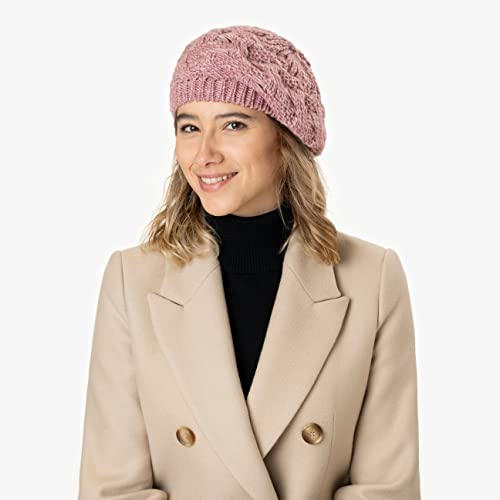 Lierys Boina Jesila para Mujer - Gorra de Punto con Lana Virgen - Gorra para Mujer Fabricada en Alemania - Boina Francesa para Mujer - Gorra de Lana Otoño/Invierno - castaño Claro Talla única