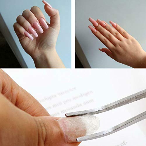 Lima de uñas, gel de extensión de fibra de vidrio de seda no tejida con pinzas y clip con forma para manicura de mujeres y hombres