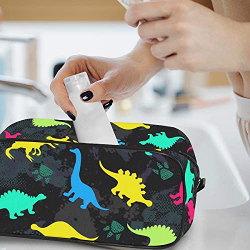 Lindo Niños Dinosaurio Bolsa de Maquillaje Bolsa de Viaje Cosméticos para Mujeres Amarillo Rojo Verde Azul Portátil Bolsas de Aseo Caja Bolsa de Cosmética Bolsa de Tren Organizador de Almacenamiento