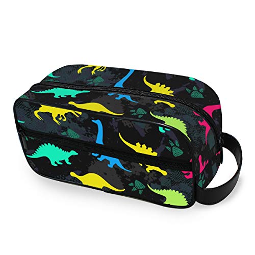 Lindo Niños Dinosaurio Bolsa de Maquillaje Bolsa de Viaje Cosméticos para Mujeres Amarillo Rojo Verde Azul Portátil Bolsas de Aseo Caja Bolsa de Cosmética Bolsa de Tren Organizador de Almacenamiento