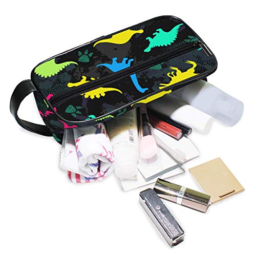 Lindo Niños Dinosaurio Bolsa de Maquillaje Bolsa de Viaje Cosméticos para Mujeres Amarillo Rojo Verde Azul Portátil Bolsas de Aseo Caja Bolsa de Cosmética Bolsa de Tren Organizador de Almacenamiento