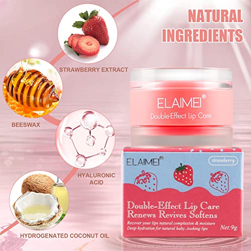 Lip Sleeping Mask, Mascarilla de Labios, Crema Hidratante para Labios, Exfoliantes e Hidratantes para Labios, Cuidado labial Superhidratante, Desvanece Líneas de Labios (Fresa, 9g)