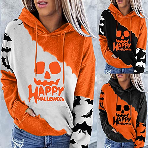 Liquidación Venta SHOBDW Mujer Invierno Sudadera Suéter Halloween Retro Más Terciopelo Cordón Elasticidad Moda Camiseta Pullover Tops Talla Grande Mujer con Guantes(Blanco,M)