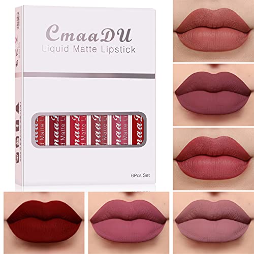 Líquido Pintalabios Traje, 6 PCS Mate Brillo Labial, Lápiz Labial Líquido de larga Duración Hidratante Impermeable, Maquillaje Profesional para Bálsamo Labial (02)