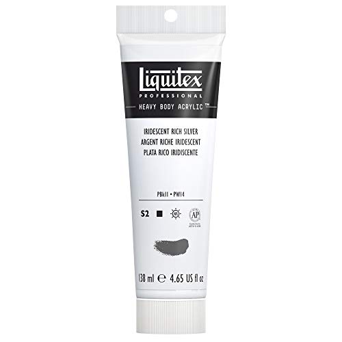 Liquitex Heavy Body Acrylic Tubo De Pintura Acrílica, Plata Rica Iridiscente, 138 ML