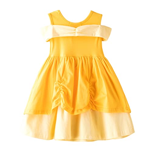 Lito Angels Disfraz la Bella y la Bestia Vestido de Princesa Belle para Niñas Pequeñas Talla 4 a 5 años, Amarillo