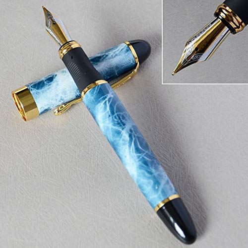 L.J.JZDY Bolígrafo Pluma DE Oro Verde Oscuro y 18 KGP 0.7mm Amplio SEMILLA Full Metal Azul Rojo 21 Colores Y Tinta Escritura (Color : Sky Blue, Size : Gratis)