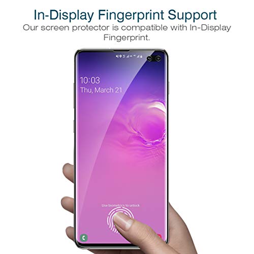 LK Compatible con Samsung Galaxy S10 Plus Protector de Pantalla,3 Piezas,Admite la Función de Huella Digital,Película Protectora de TPU,Alta Definición y Sensibilidad,LK-X-21