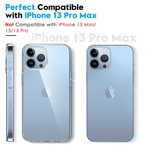 LK Funda Compatible con iPhone 13 Pro MAX 6.7 Pulgadas, 2 Pack HD Cristal Protector de Pantalla y 2 Vidrio Templado Protector de Lente de Cámara, Carcasa Suave TPU Silicona Cover - Clara