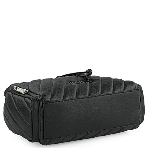 Lois - Bolso de Hombro para Mujer de Piel Ecológica con Asa Larga con Detalle de Cadena. Bolsillo Interior y Trasero con Cremallera. 2 Bolsillos Laterales 311182, Color Negro