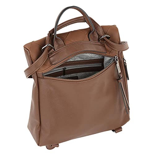 Lois - Bolso Mochila Mujer Casual Pequeña Antirrobo Impermeable de Marca LOIS de Piel PU Ecológica/Lona/Tela Elegante, Moderna y Funcional 311677, Color Marron