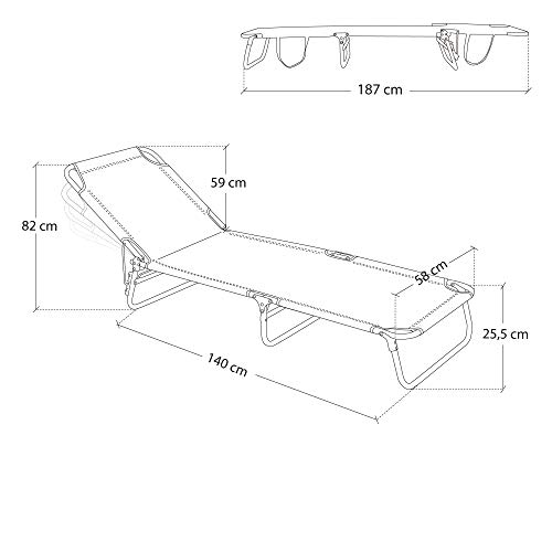 LOLAhome Tumbona Playa Cama de 3 pies Lila de Aluminio y textileno de 25x58x190 cm