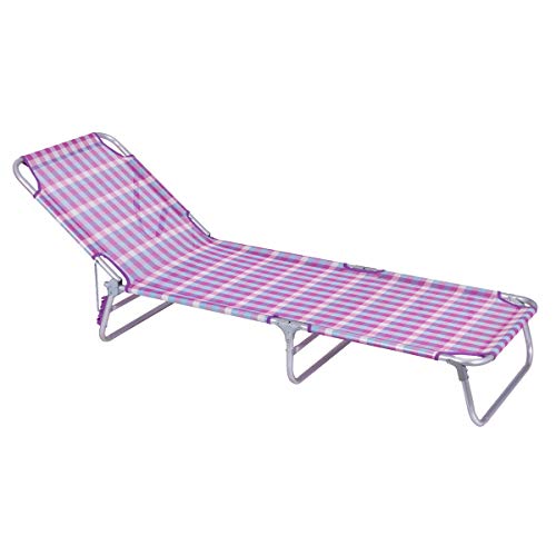 LOLAhome Tumbona Playa Cama de 3 pies Lila de Aluminio y textileno de 25x58x190 cm