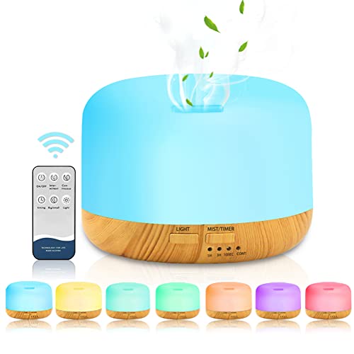 LOMUG Humidificador Aceites Esenciales, 450ML Humidificador Ultrasónico Aroma Difusor Aromaterapia, Difusor de Aceite Perfumado 7 LED Colorida Silencioso para Bebes Hogar Oficina Dormitorio Bañarse