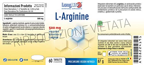 Longlife L-Arginine 500Mg - 90 g