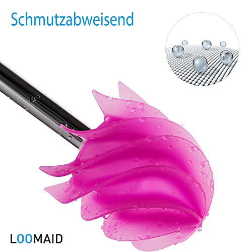 LOOMAID Escobilla WC de Silicona con Efecto Flor de Loto - Escobilla de baño higiénica de Acero Inoxidable, Recambio (Rosa)