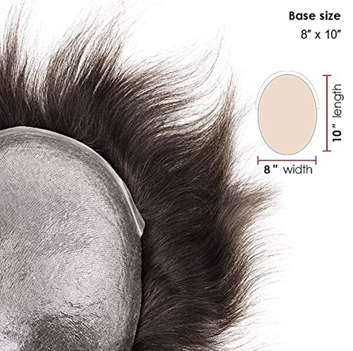 Lordhair Peluca Hombre 0.06MM Skin Rayita Frontal Todos V-Loop Nudos pelucas de cabello real Natural Humano Peluquin Hombre Tamaño de la Base 20x25CM Densidad Media Peluquines Para Hombres