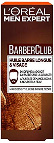 L'Oréal Men Expert - BarberClub - Huile Barbe Longue et Visage Homme - À L'Huile Essentielle de Bois de Cèdre - 30 ml