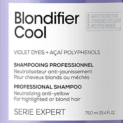 L’Oréal Professionnel | Champú Iluminador y Restaurador para cabellos con mechas o rubios, Blondifier Cool, SERIE EXPERT, 750mL