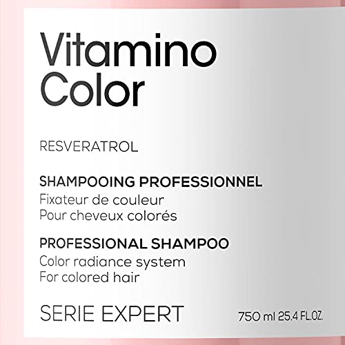 L’Oréal Professionnel | Champú Protector del color anti sequedad, Para Cabellos Teñidos, Vitamino Color, SERIE EXPERT, 750mL