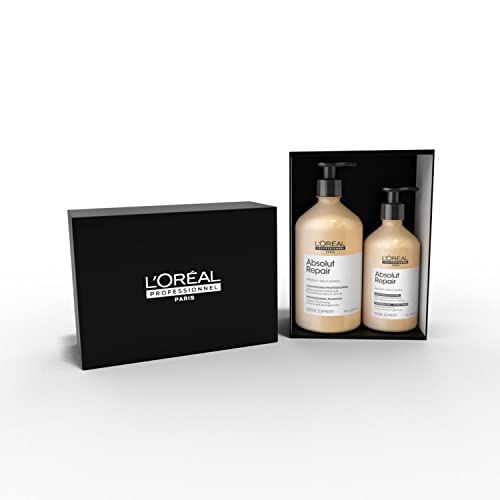 L’Oréal Professionnel | Pack Champú + Acondicionador Tratamiento Reconstructor para cabellos secos y dañados, Absolut Repair, SERIE EXPERT, Champú (500 ml) + Acondicionador (500 ml)