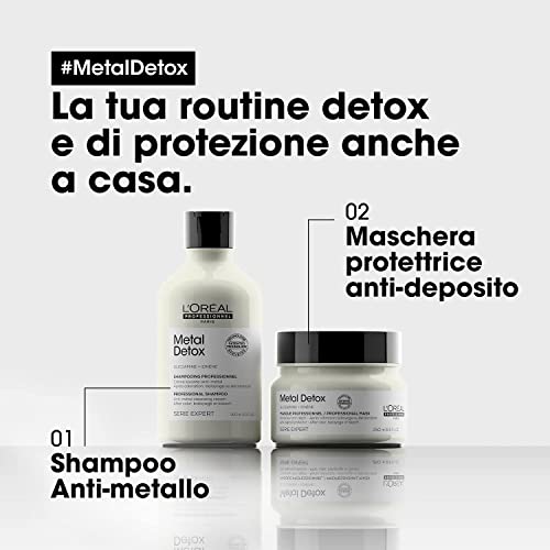 L'Oréal Professionnel | Pack Champú + Mascarilla limpiadores anti metales, Después de servicio de color, Balayage y Decoloración, Metal Détox, SERIE EXPERT, Champú 300 ml + Mascarilla 250 ml