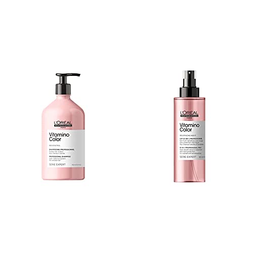 L’Oréal Professionnel | Pack Champú + Tratamiento 10 en 1 Multiusos Protector del color anti sequedad, Para Cabellos Teñidos, Vitamino Color, SERIE EXPERT, Champú 750 ml + Tratamiento 190 m