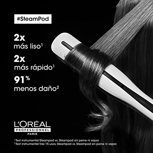 L'Oréal Professionnel | Plancha Profesional Potenciada por Vapor Steampod 3.0, Con Leche Protectora, Sérum Concentrado y Funda, Para Cabello Liso y Ondas Suaves, Pack Especial