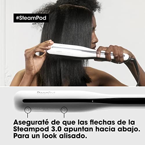 L'Oréal Professionnel | Plancha Profesional Potenciada por Vapor Steampod 3.0, Con Leche Protectora, Sérum Concentrado y Funda, Para Cabello Liso y Ondas Suaves, Pack Especial