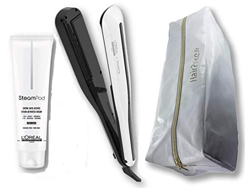 L'Oréal Professionnel Steampod 3.0 - Plancha alisadora + crema para cabello grueso 150 ml + bolsa de almacenamiento Hairprice