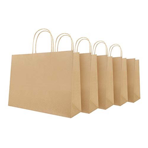 Lote de 10 bolsas de regalo de papel Kraft para pan de Pascua café, ropa, bolsa de regalo, con asas recicladas, bolsas, regalos, fiestas, bodas, cumpleaños, Navidad