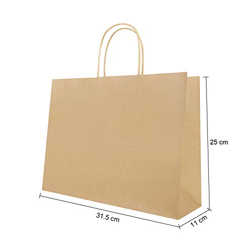 Lote de 10 bolsas de regalo de papel Kraft para pan de Pascua café, ropa, bolsa de regalo, con asas recicladas, bolsas, regalos, fiestas, bodas, cumpleaños, Navidad