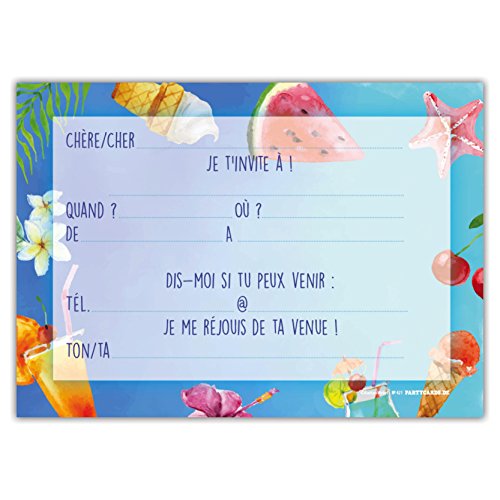 Lote de 12 tarjetas de invitación para cumpleaños, fiestas, invitaciones en francés