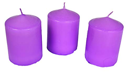 Lote de 3 velas votivas grandes perfumadas, antitabaco, candelabros para la decoración del interior de tu casa y para crear un ambiente morado, perfume, muro 7,5 x 10 cm, duración 40 horas.