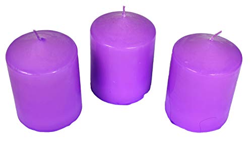 Lote de 3 velas votivas grandes perfumadas, antitabaco, candelabros para la decoración del interior de tu casa y para crear un ambiente morado, perfume, muro 7,5 x 10 cm, duración 40 horas.