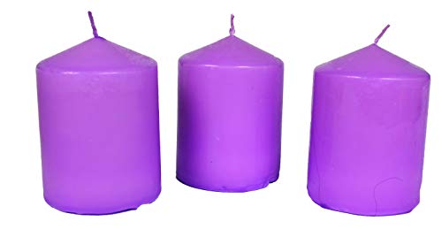 Lote de 3 velas votivas grandes perfumadas, antitabaco, candelabros para la decoración del interior de tu casa y para crear un ambiente morado, perfume, muro 7,5 x 10 cm, duración 40 horas.