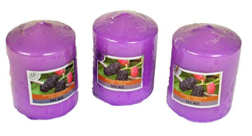 Lote de 3 velas votivas grandes perfumadas, antitabaco, candelabros para la decoración del interior de tu casa y para crear un ambiente morado, perfume, muro 7,5 x 10 cm, duración 40 horas.