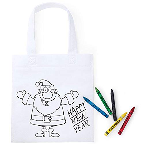 Lote de 50 Bolsas Infantiles Navidad para Colorear con 5 Ceras Incluidas en Cada Bolsa - Bolsas para Pintar y Colorear Infantiles Navideñas Papa Noel - Regalos Originales Baratos Navidad Niños