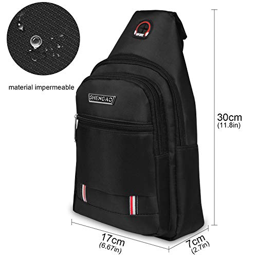 Lotisie Bolso Pecho Hombre Bolso Cruzado Pequeños Luz Weigt Mochila Bandolera Hombre para Caminar, Viajar, Ciclismo (Negro)