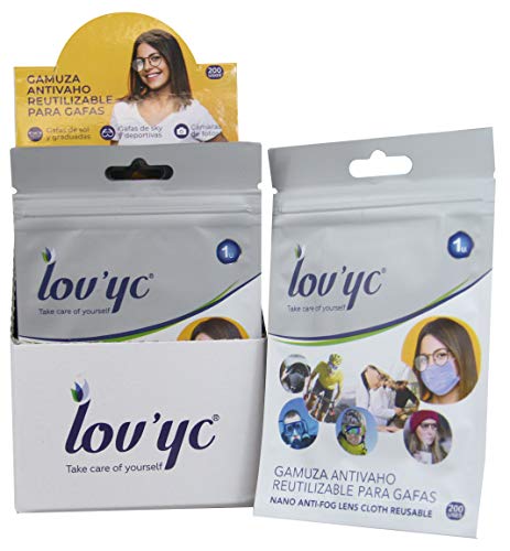 Lovyc LOV YC Gamuza ANTIVAHO Reutilizable para Gafas 1 U, 200 usos, Estándar, Único