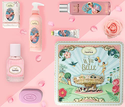 Lujoso Set de Regalo Para Baño Flor de Cerezo: 1 Eau de Toilette, 1 Gel de Ducha/Espuma de Baño, 1 Crema para Manos, 1 Jabón, 1 Loción Corporal, Un Air d'Antan/Regalos Para Mujer/Set Regalo Mujer