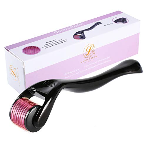 LUOLLOVE Dermaroller 0.5mm 540 Titanio Rodillo Facial Micro Agujas para Cuidado de la Piel, Anti-Edad, Antiarrugas, Eliminación de Cicatrices Acne, Poro Contractivo