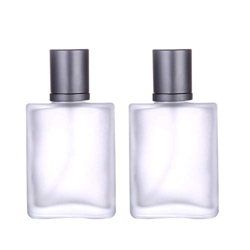 Lurrose 2 Piezas Botellas de Perfume 50 Ml Botella de Spray de Vidrio Esmerilado Transparente Botella Atomizadora Recargable Vacía para Perfume Aceite Esencial