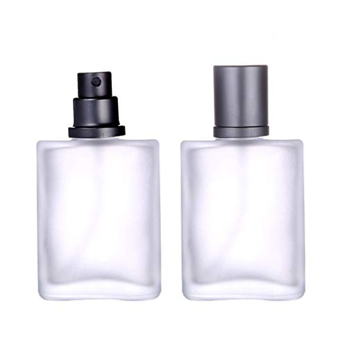 Lurrose 2 Piezas Botellas de Perfume 50 Ml Botella de Spray de Vidrio Esmerilado Transparente Botella Atomizadora Recargable Vacía para Perfume Aceite Esencial